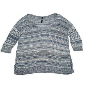 Absolutely Sweater Womens Small Blue Gray Knit Striped‎ Long Sleeve Pullover Top